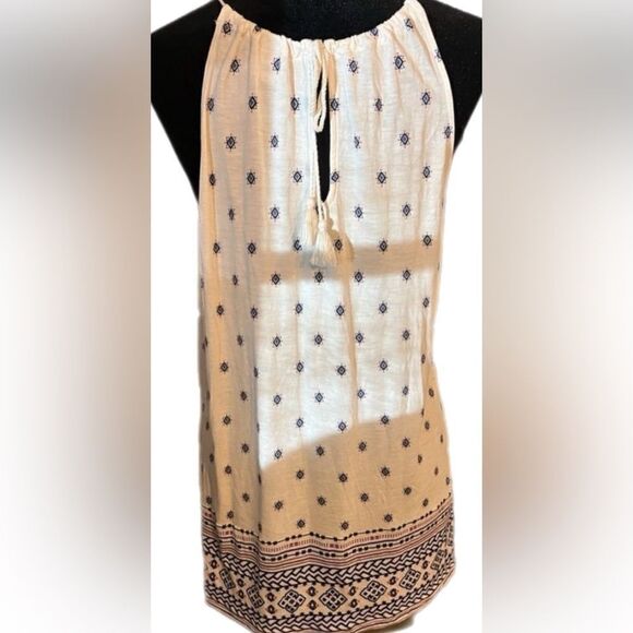Old Navy Ivory Boho Print Knit Halter Tank Top Size L - Picture 5 of 7